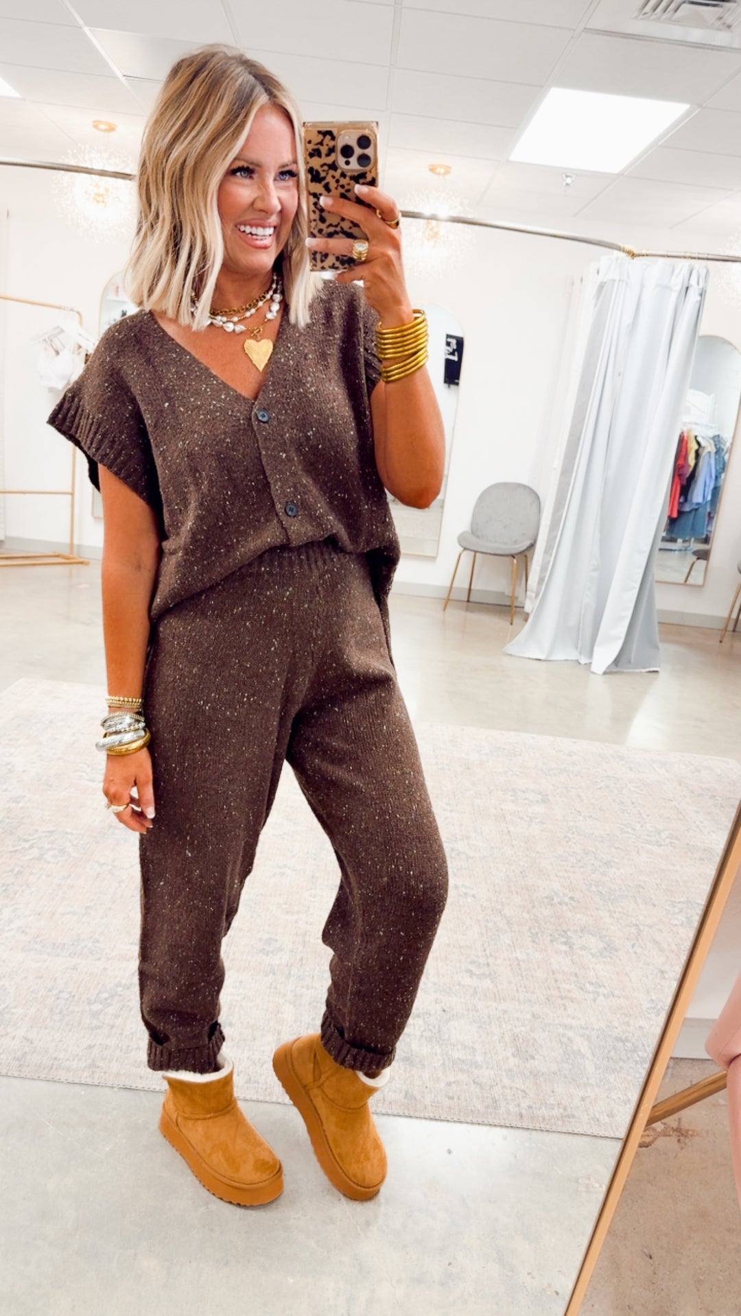 Channing Oversized Sweater Vest & Pants-Chocolate