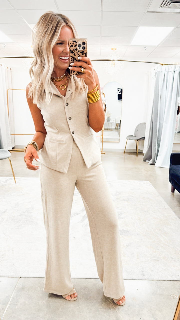 Arden Vest & Pant Set- Taupe