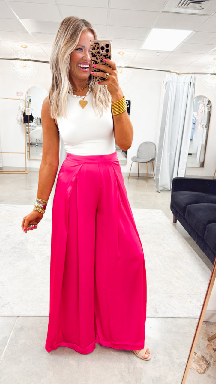 The Gia Satin Wide-Leg Pants