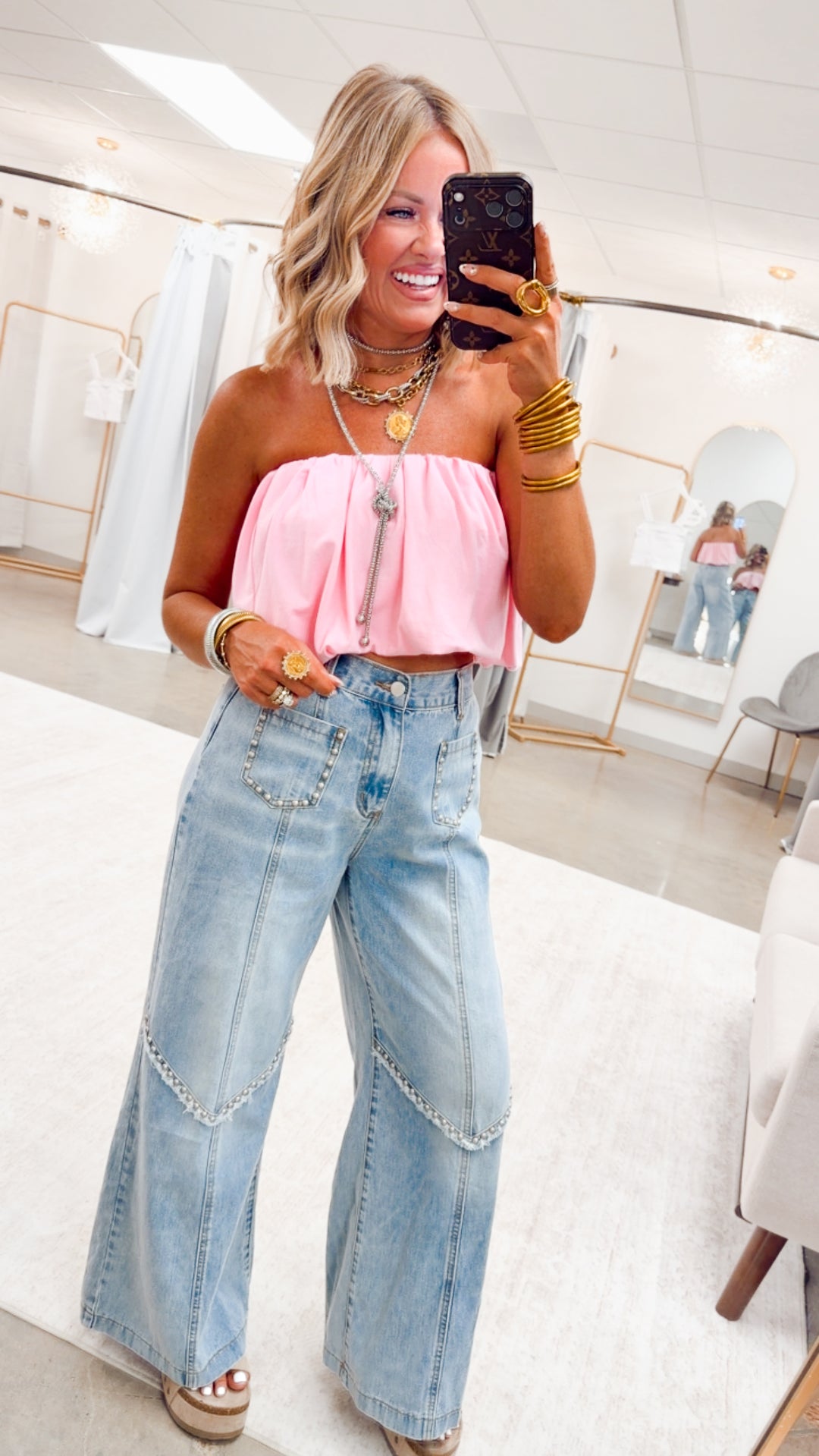 The Hallie Bubble Tube Top-Hibiscus