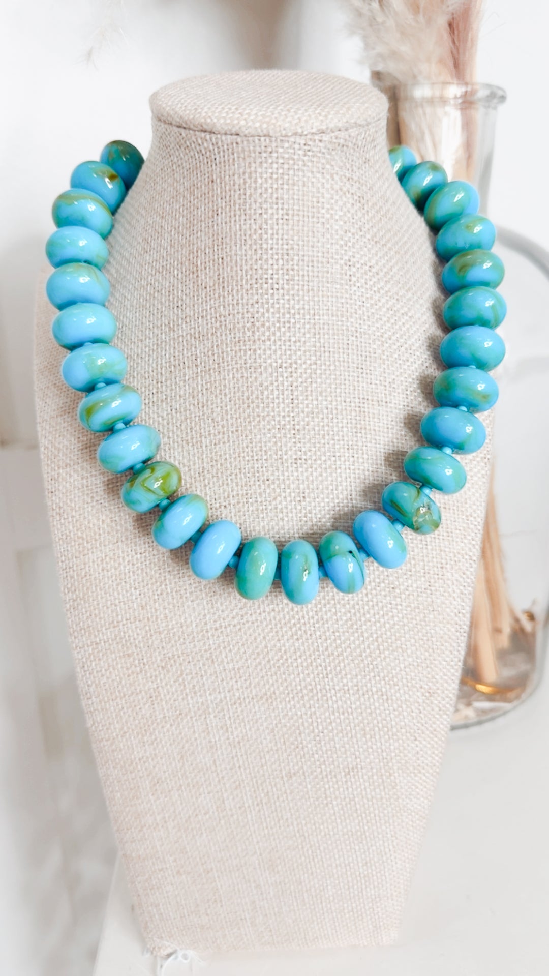 The Marlan Chunky Beaded Necklace-Turquoise