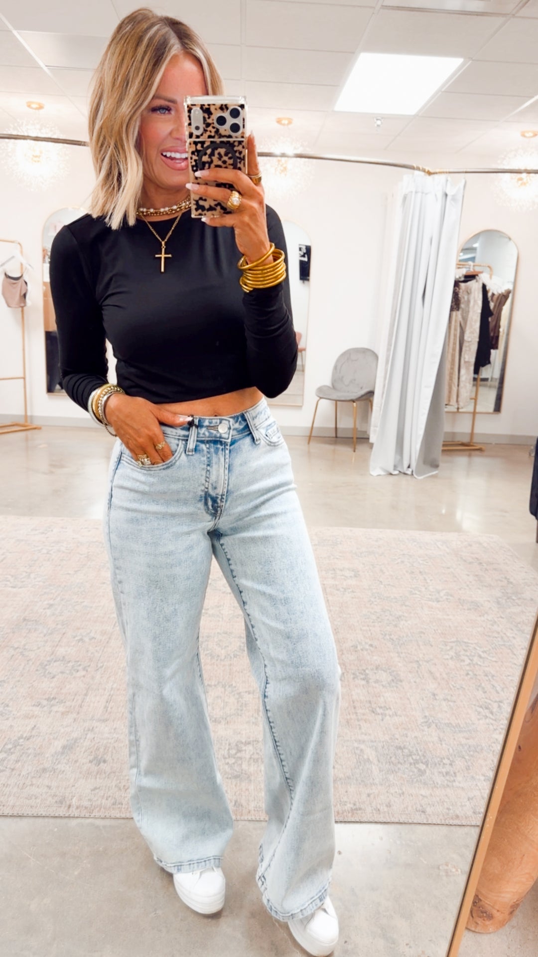 Laken Round Neck Top-Black