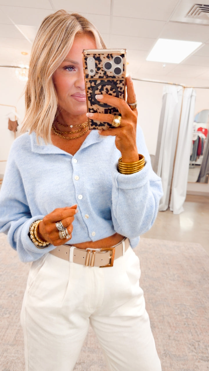 Seaside Stroll Cardigan-Sky Blue