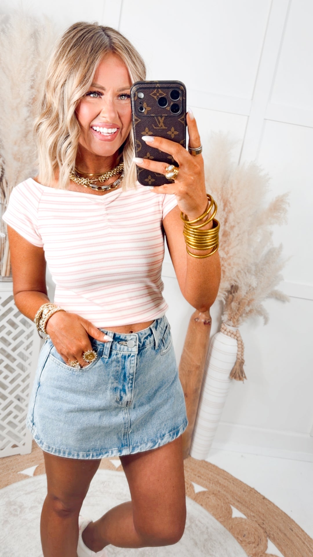 The Lila Ruched Top-Pink/Cream