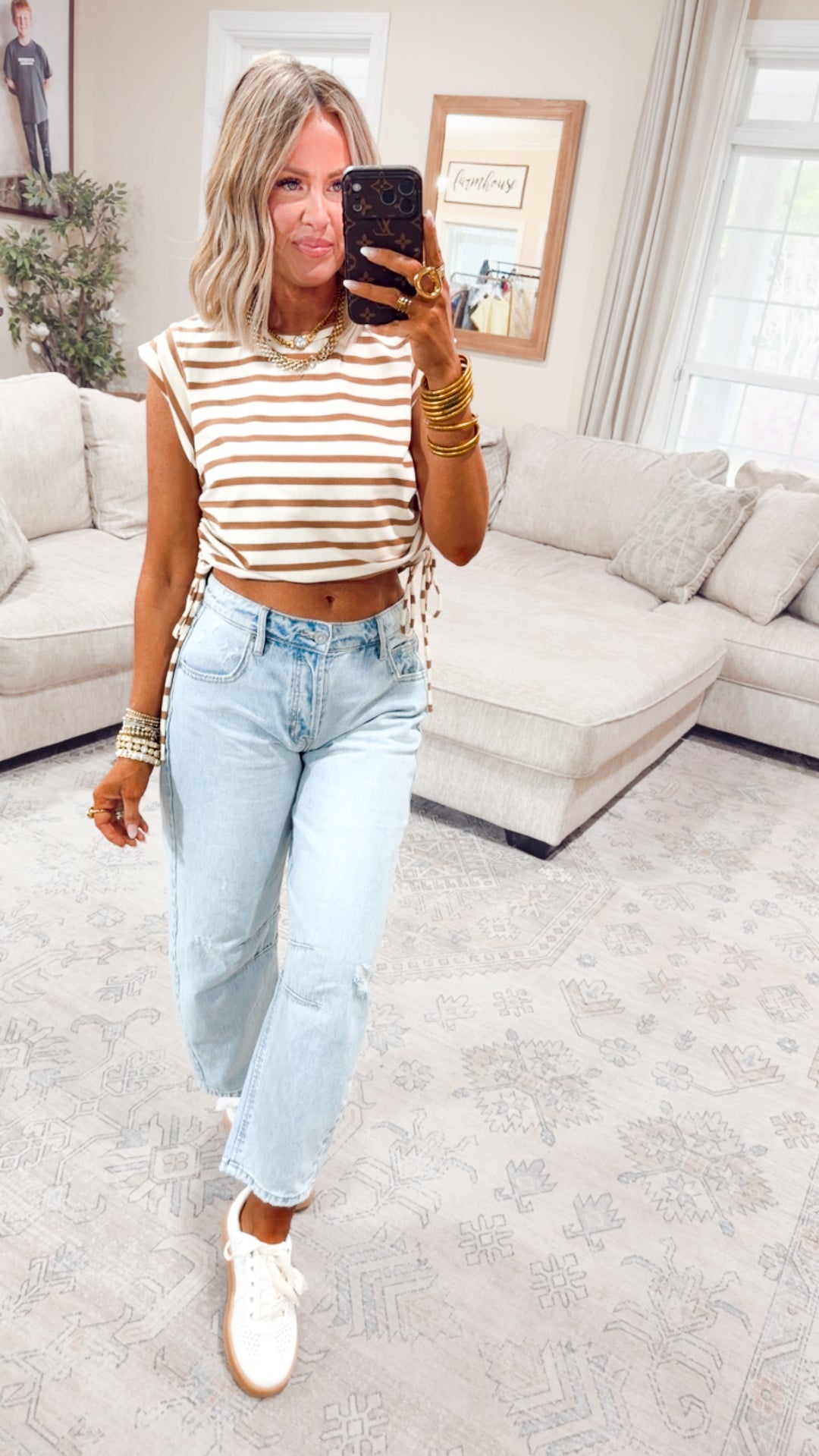 The Shoreline Stripe Top-Clay