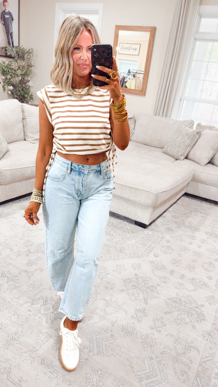The Shoreline Stripe Top-Clay
