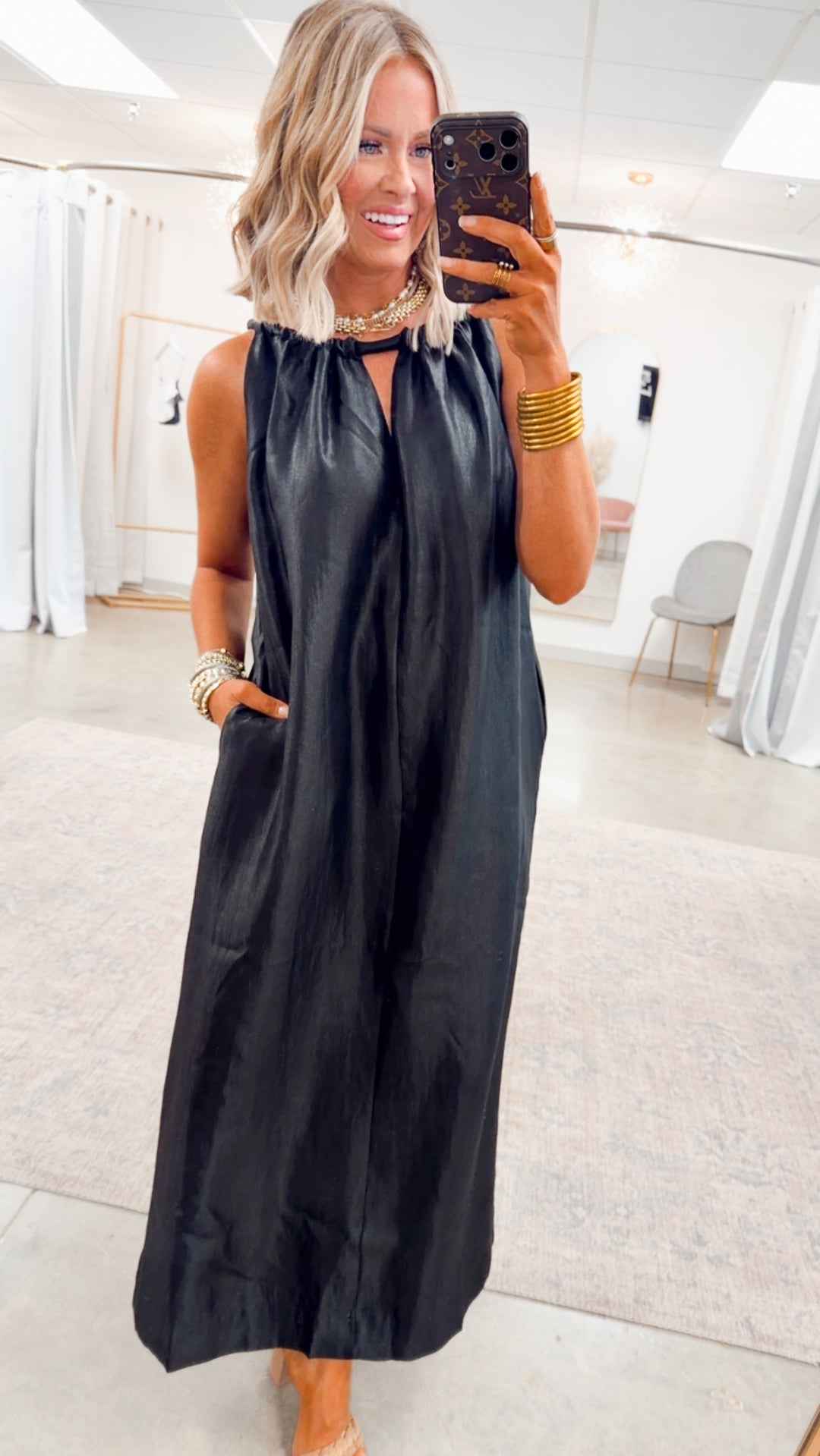 Halter Tie Back Dress-Black