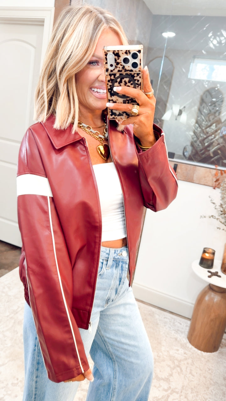 Camila Faux Leather Racer Jacket