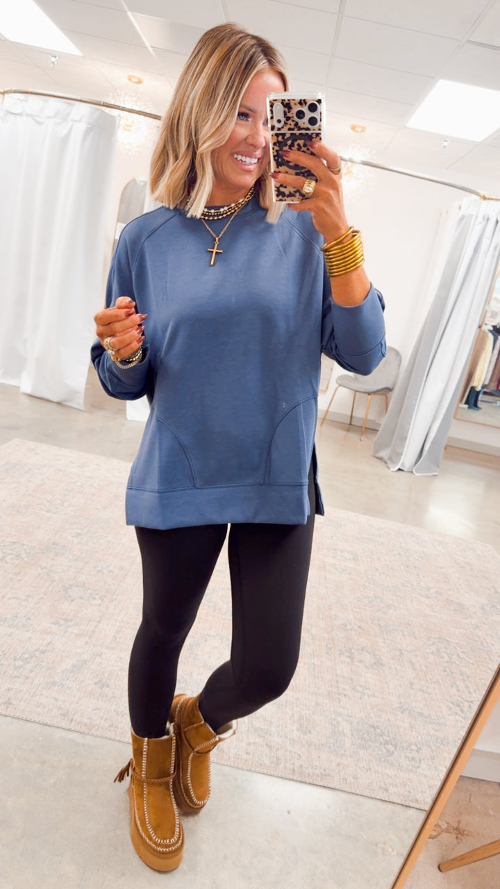The Split Edge Pullover-Blue Indigo