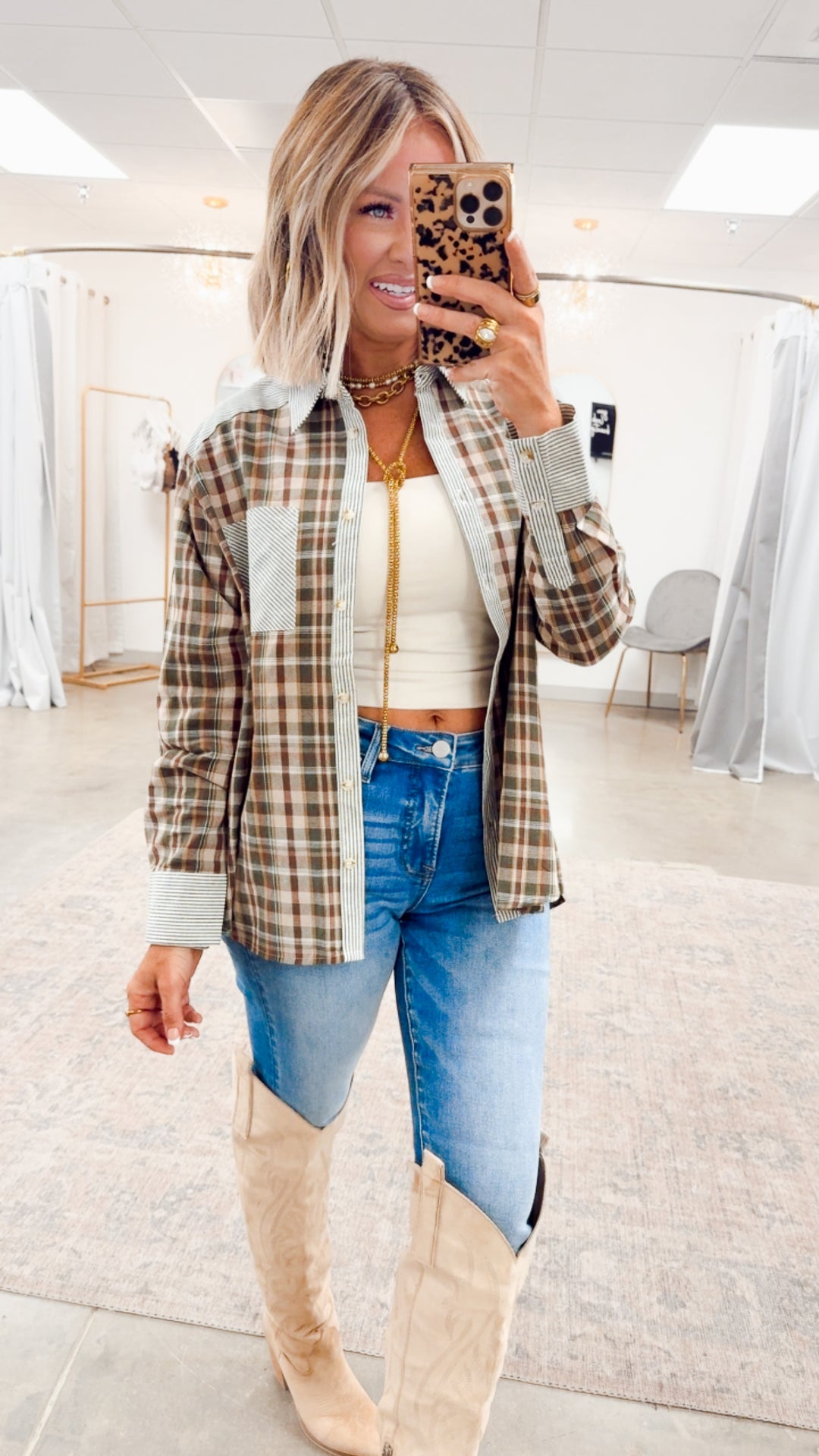 Camden Colorblock Flannel-Forest