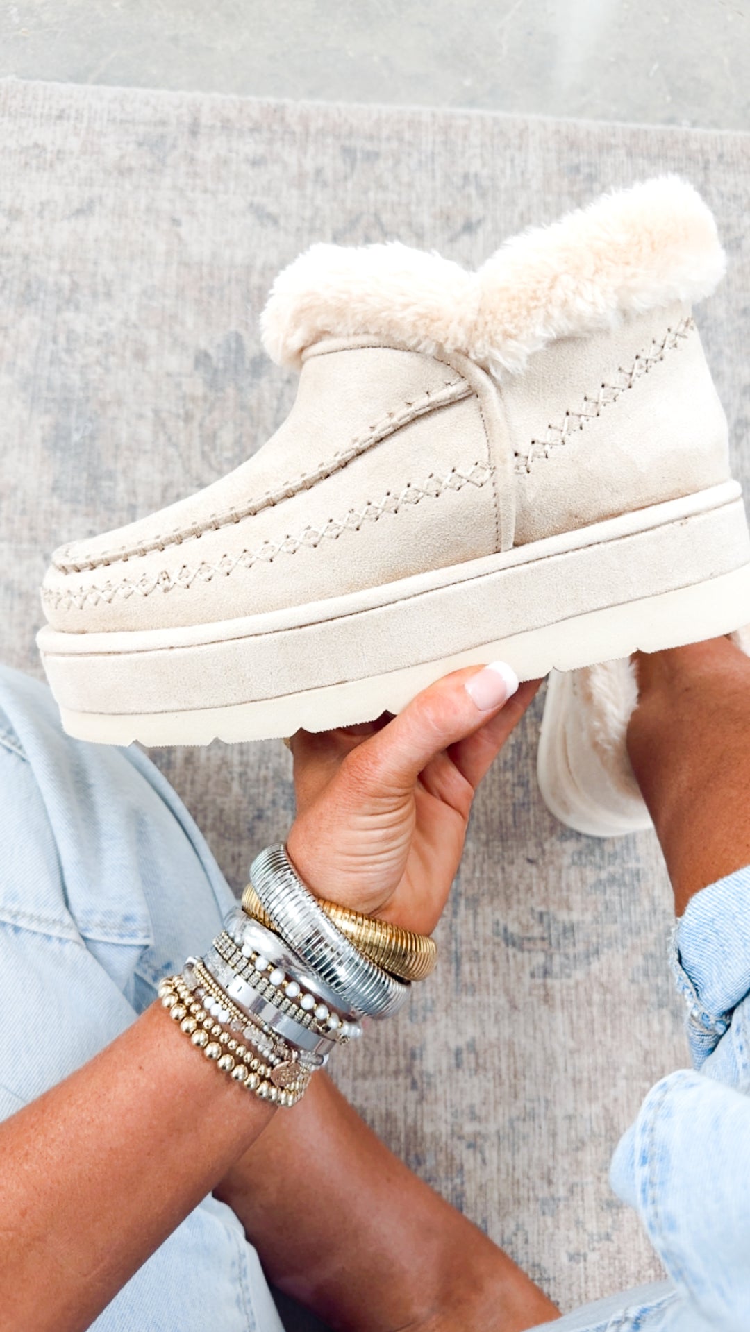 Ulla Platform Bootie-Bone Suede