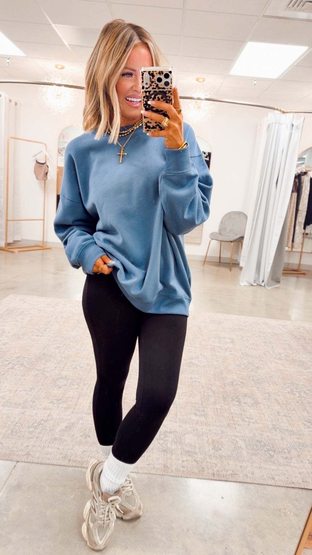 The Classic Crew Pullover-Dusty Blue