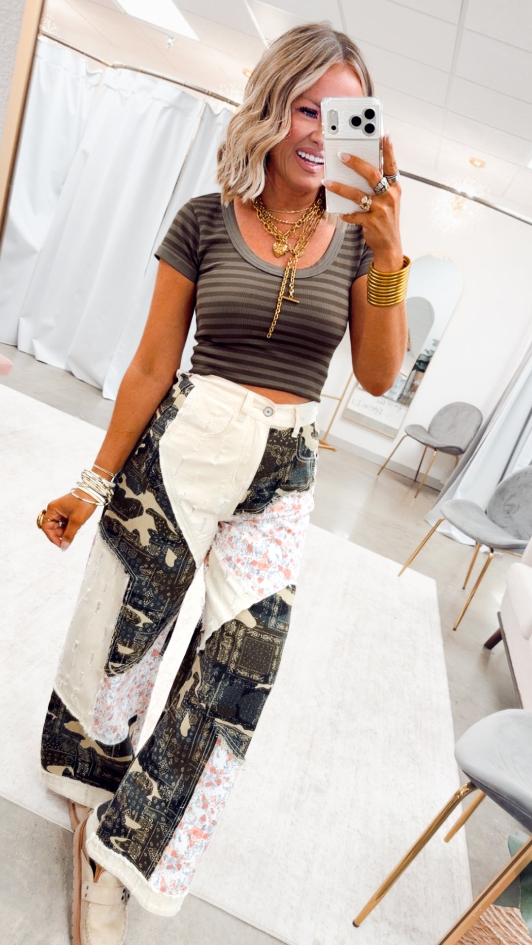 The Pretty Things Striped Top-Earth Olive