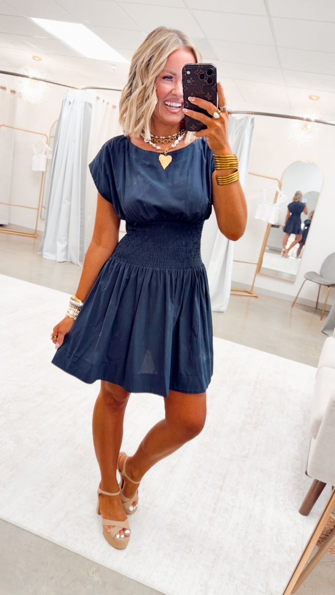 The Elin Poplin Dress-Midnight