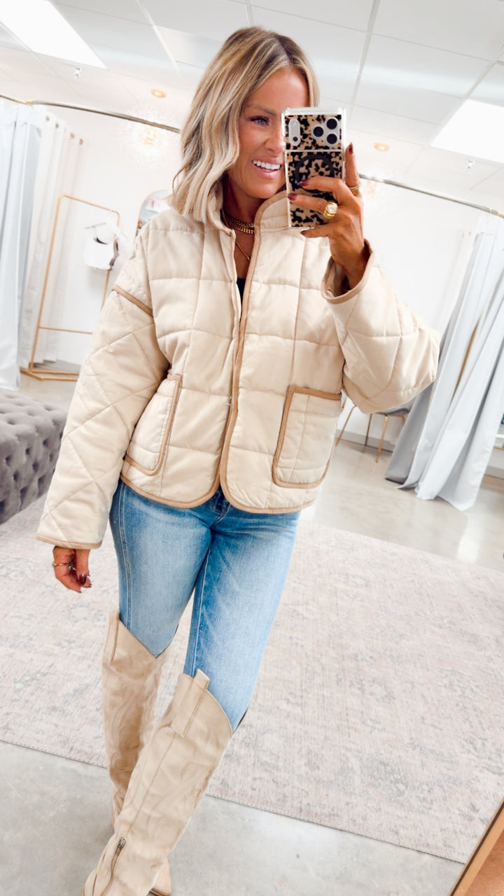 The Sutter Quilted Jacket-Beige