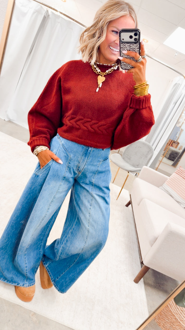 The Beckham Pleated Wide Leg Jean-Light Denim