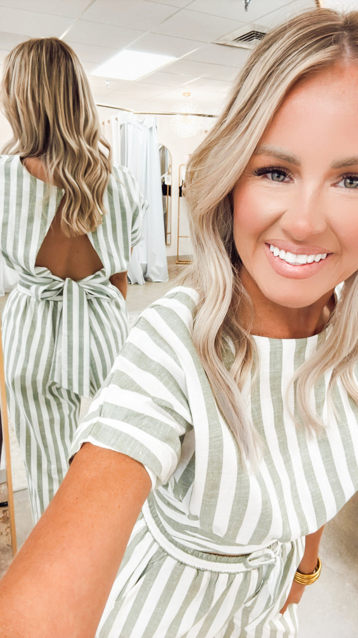 The Isle Wrap Top & Pants Set-Sage Green