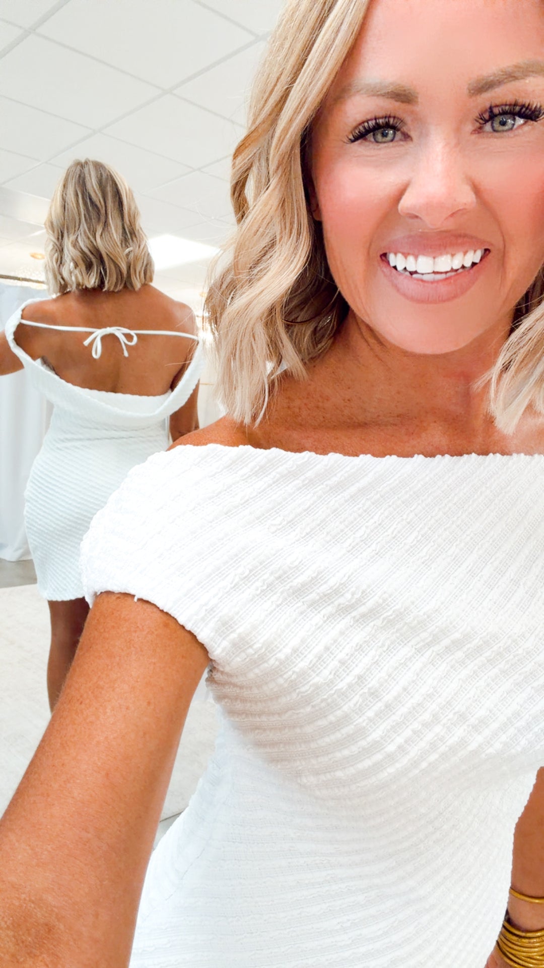 The Couture Cowl Neck Mini Dress-Off White