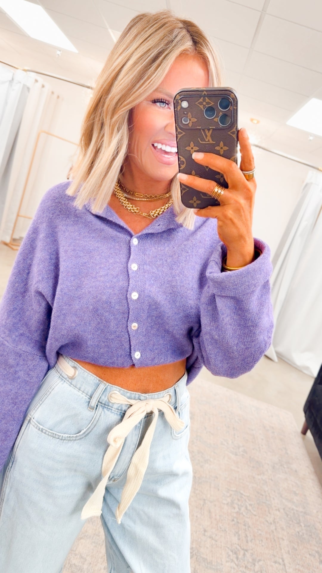 Seaside Stroll Cardigan-Purple