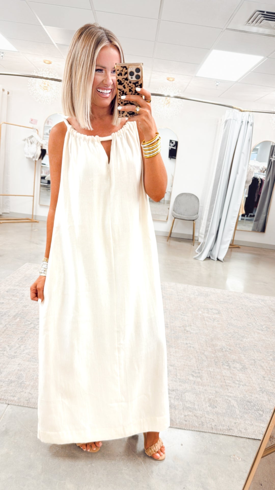 Halter Tie Back Dress-Ivory