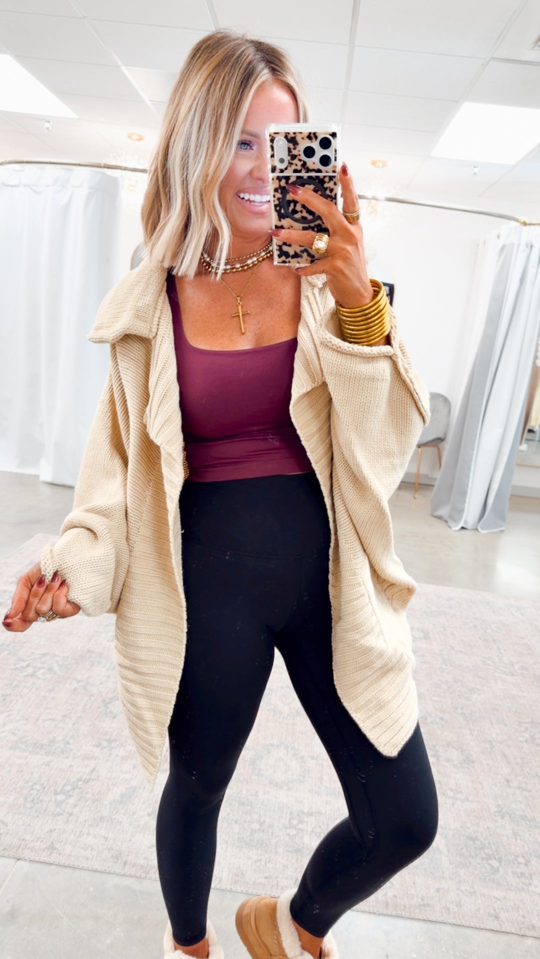 Amelia Drape Cardigan-Cream Beige