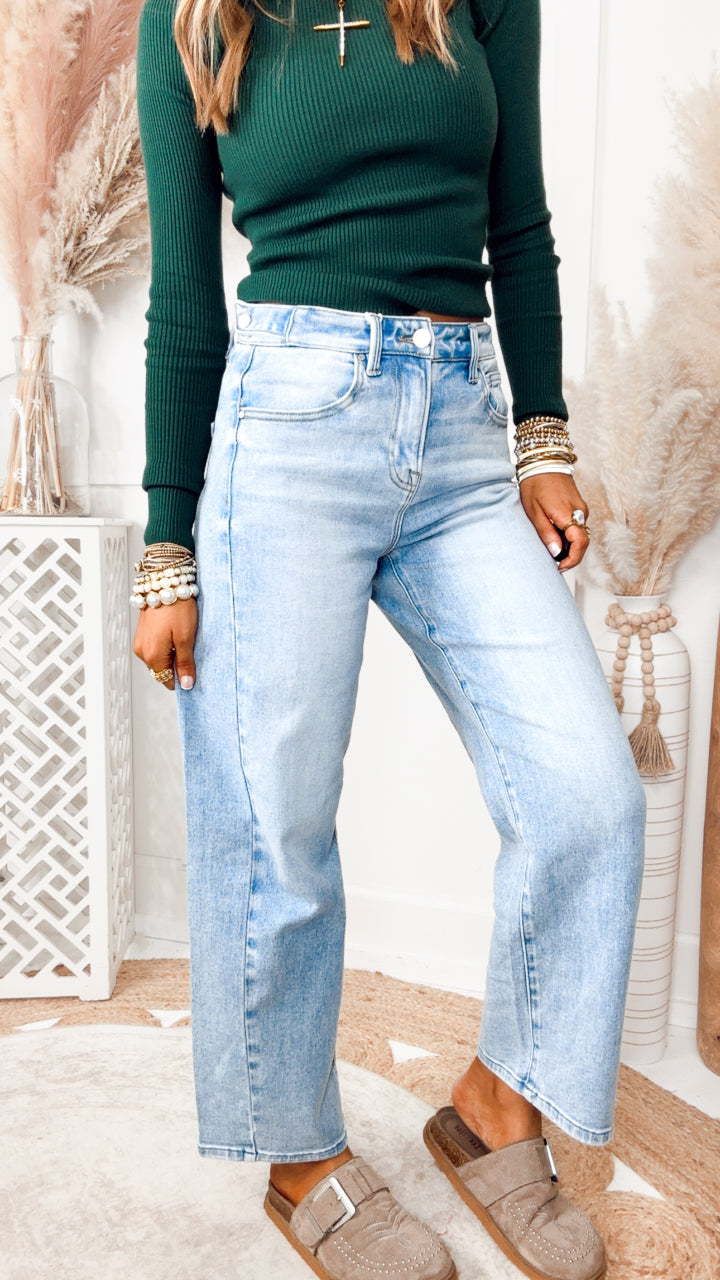 The Blue Belle Barrel Jean