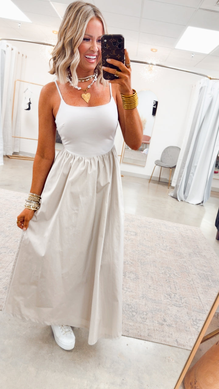 Everyday Elegance Midi Dress-Stone