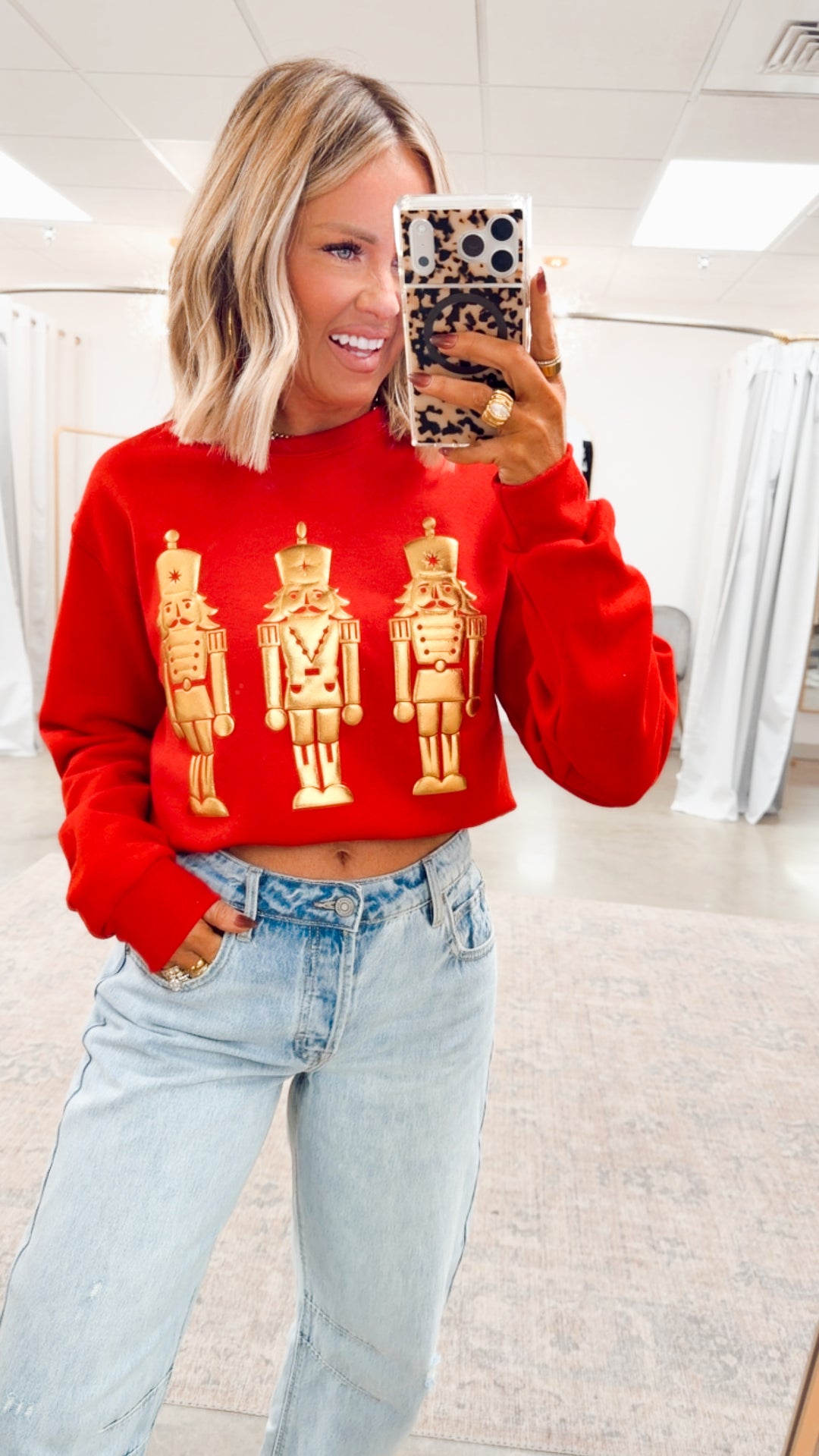 Nutcracker Metallic Puff Graphic Sweatshirt