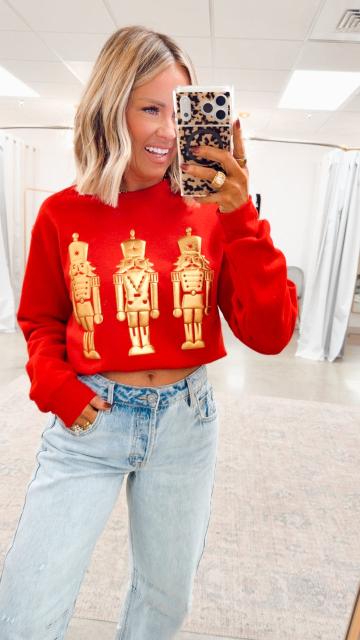 Nutcracker Metallic Puff Graphic Sweatshirt