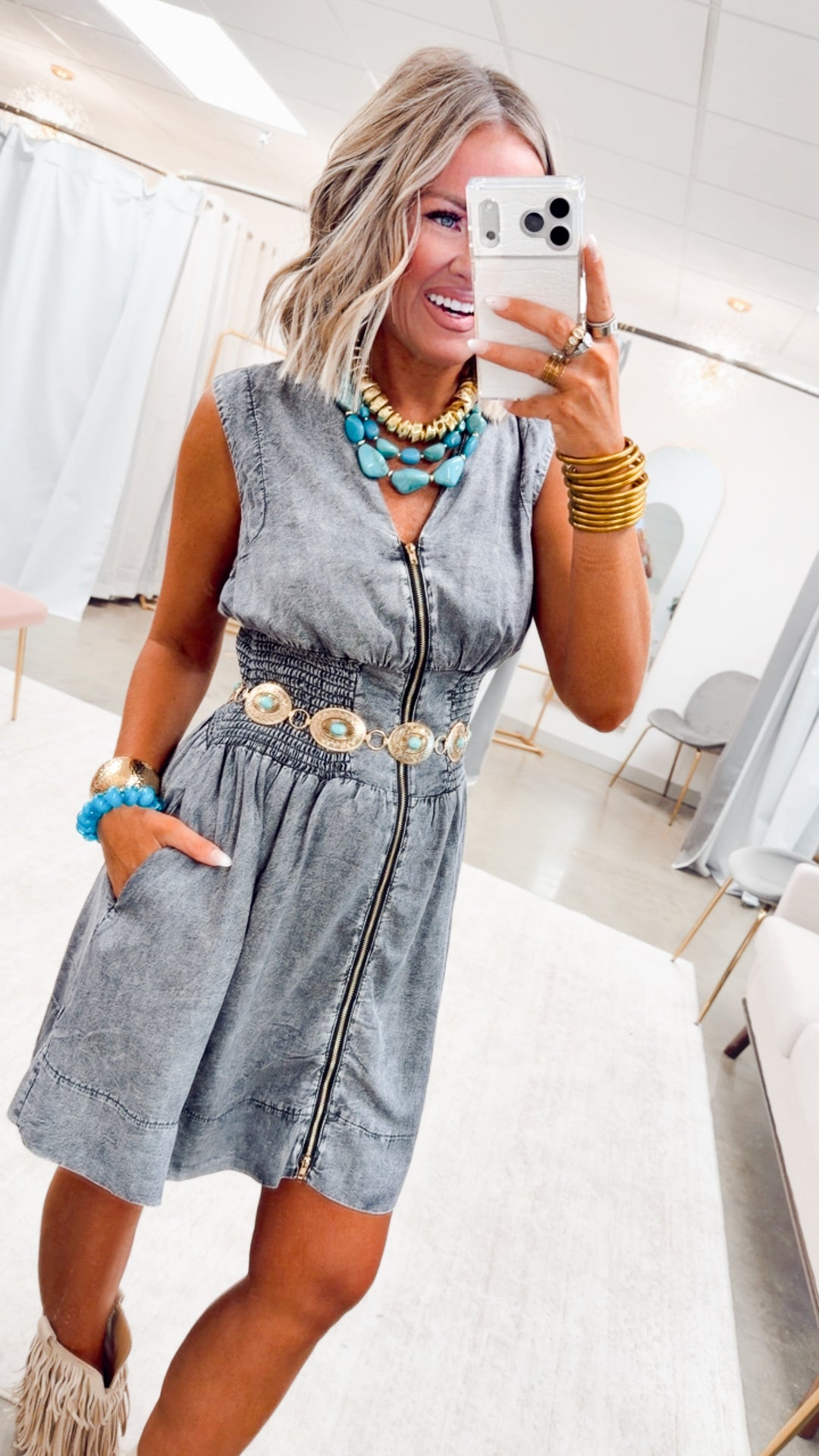 The Laramie Lane Dress-Black Denim