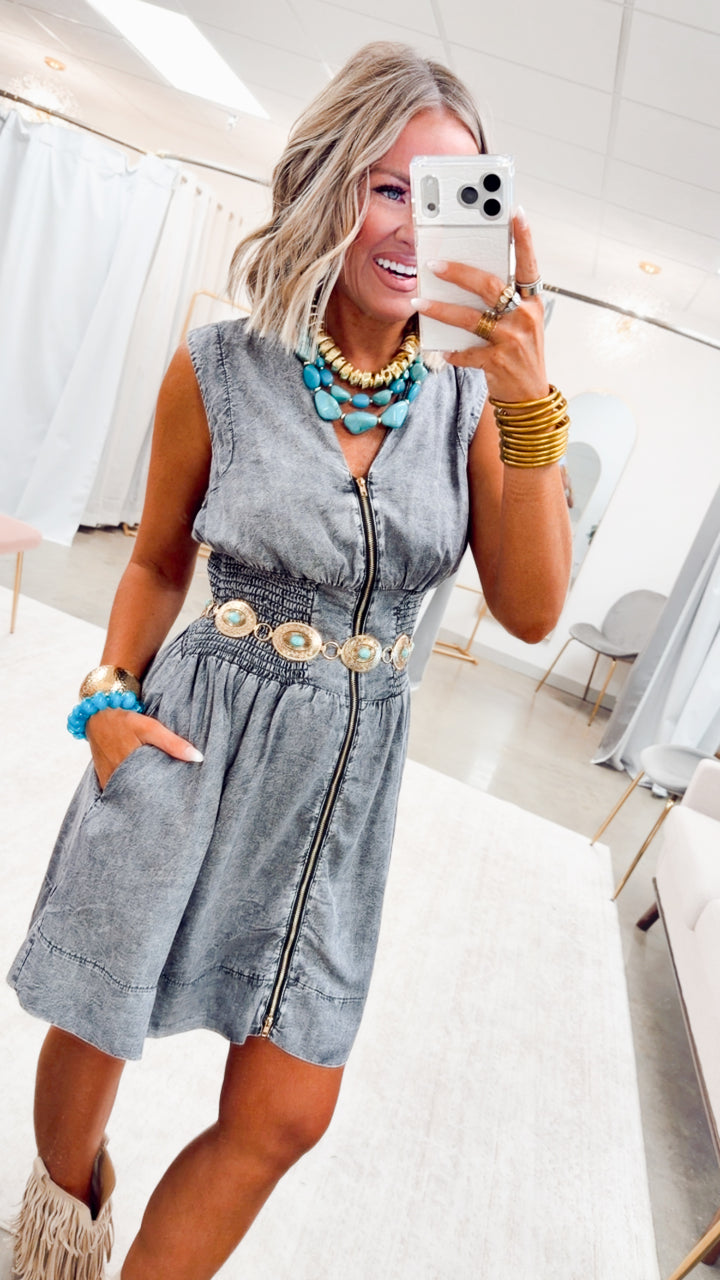 The Laramie Lane Dress-Black Denim