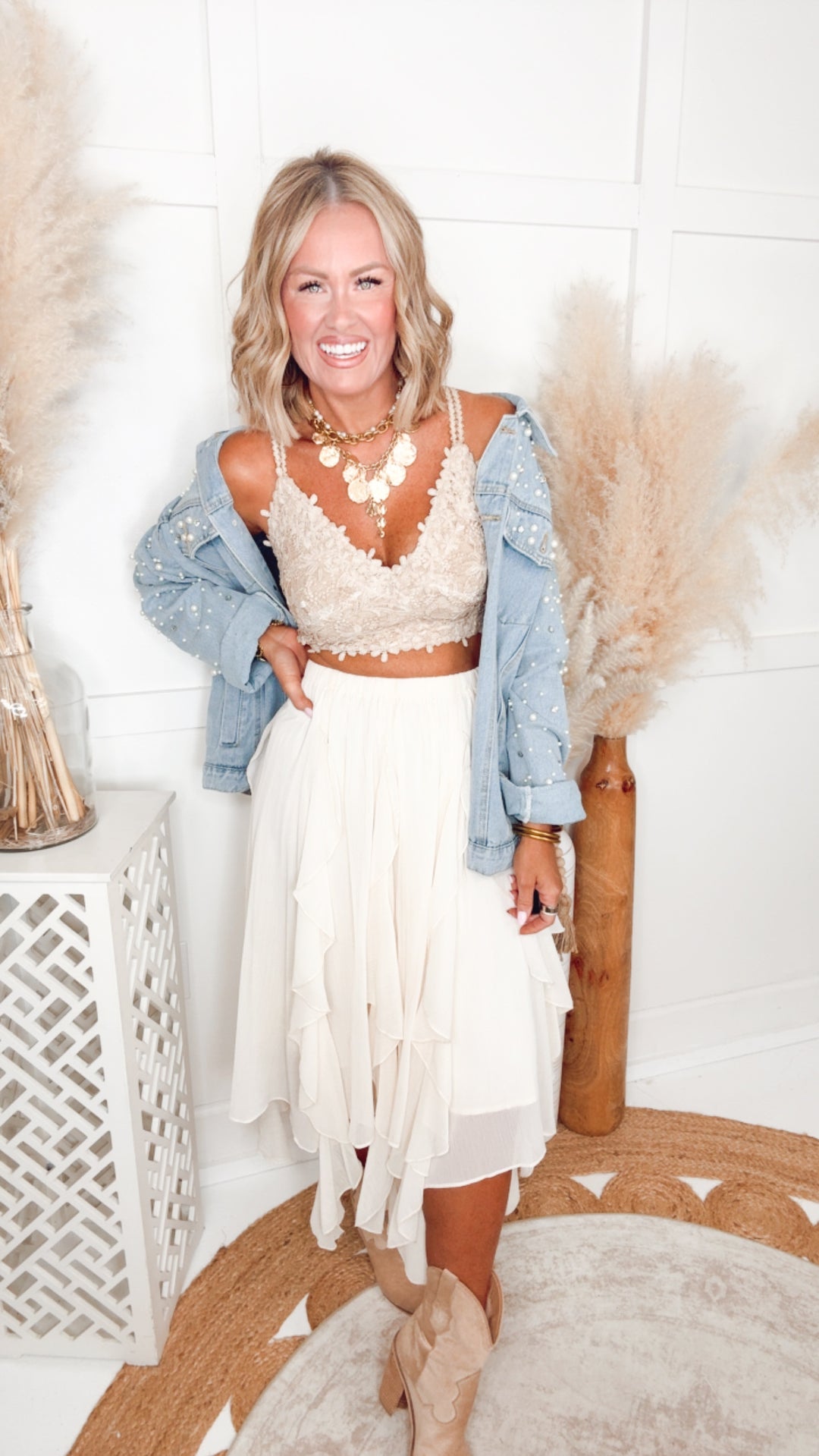 The Cascade Drape Skirt-Whipped Cream