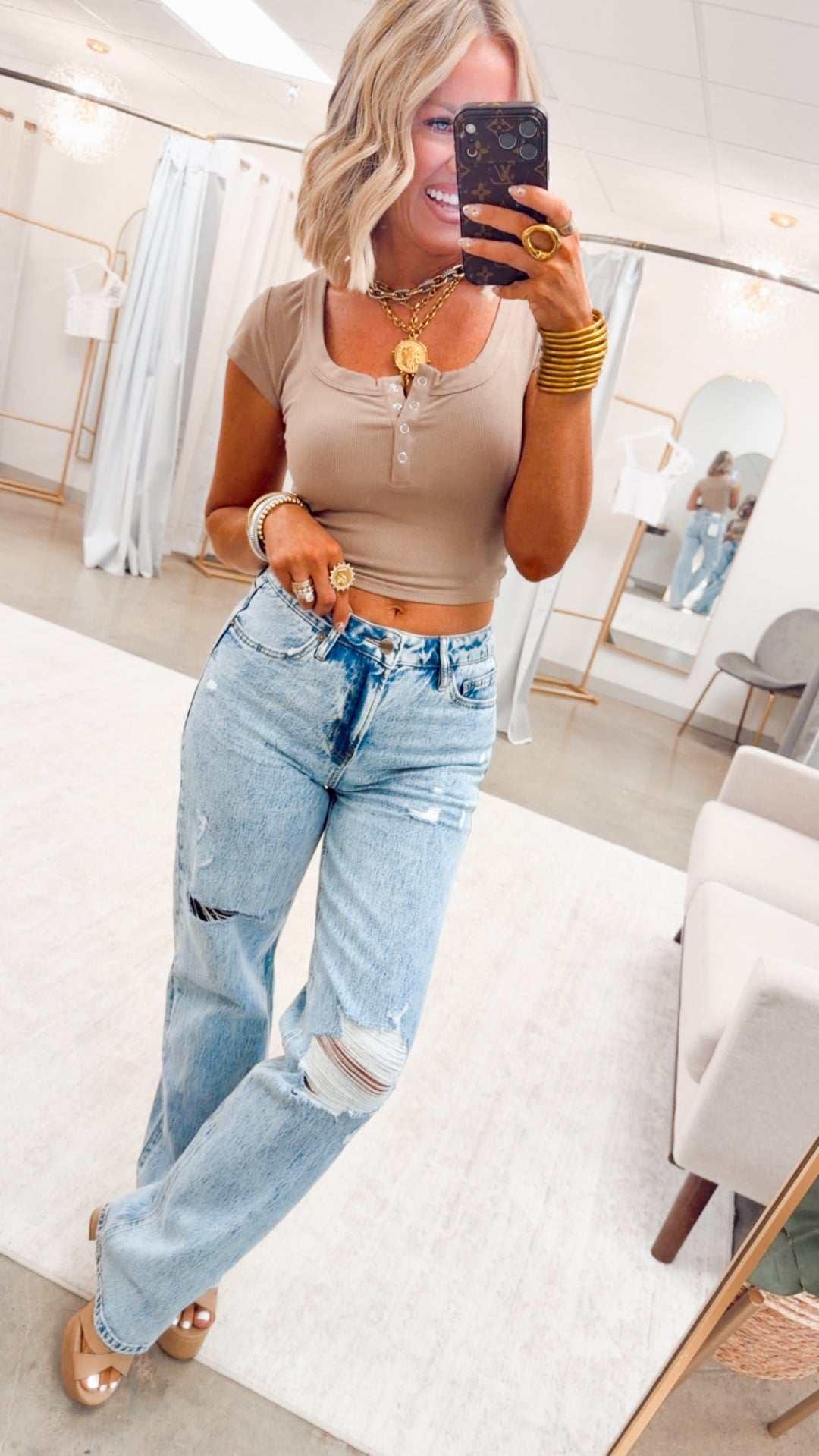 The Finley Crop Top-Taupe