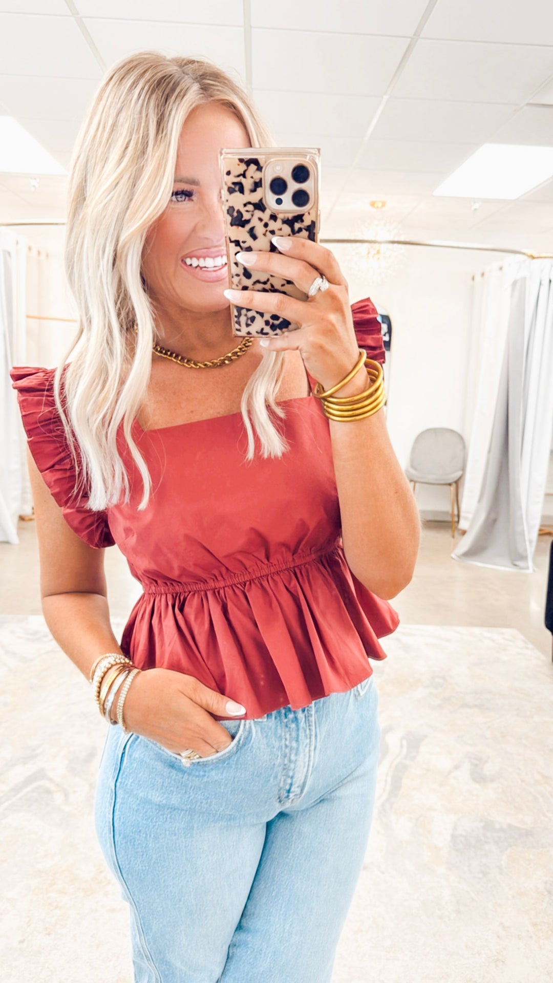 Sweet Ruffle Square Neck Top