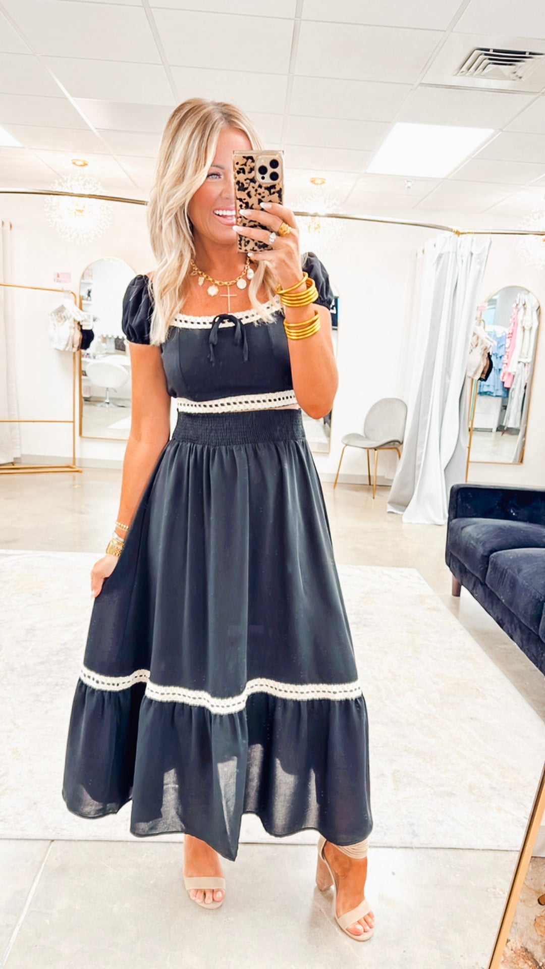 Contrast Lace Trim Crop & Midi Skirt Set