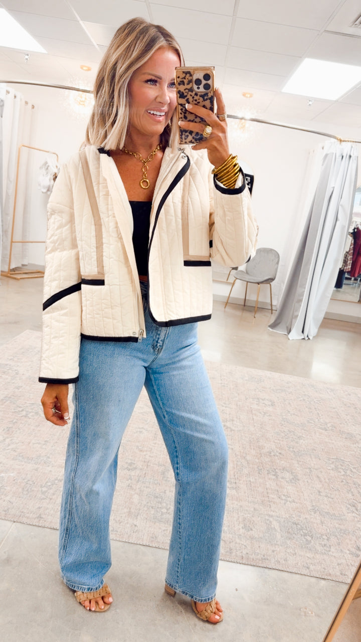 Color Block Quilted Jacket