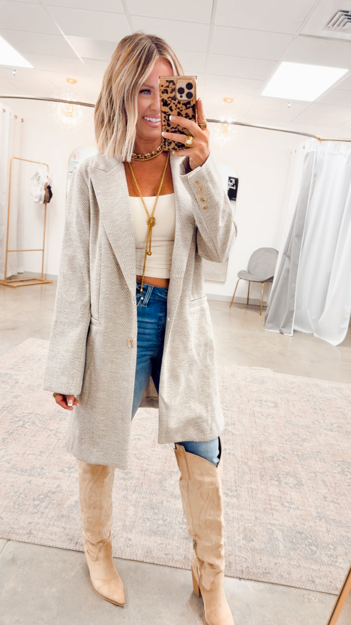 The Addison Chevron Button Coat