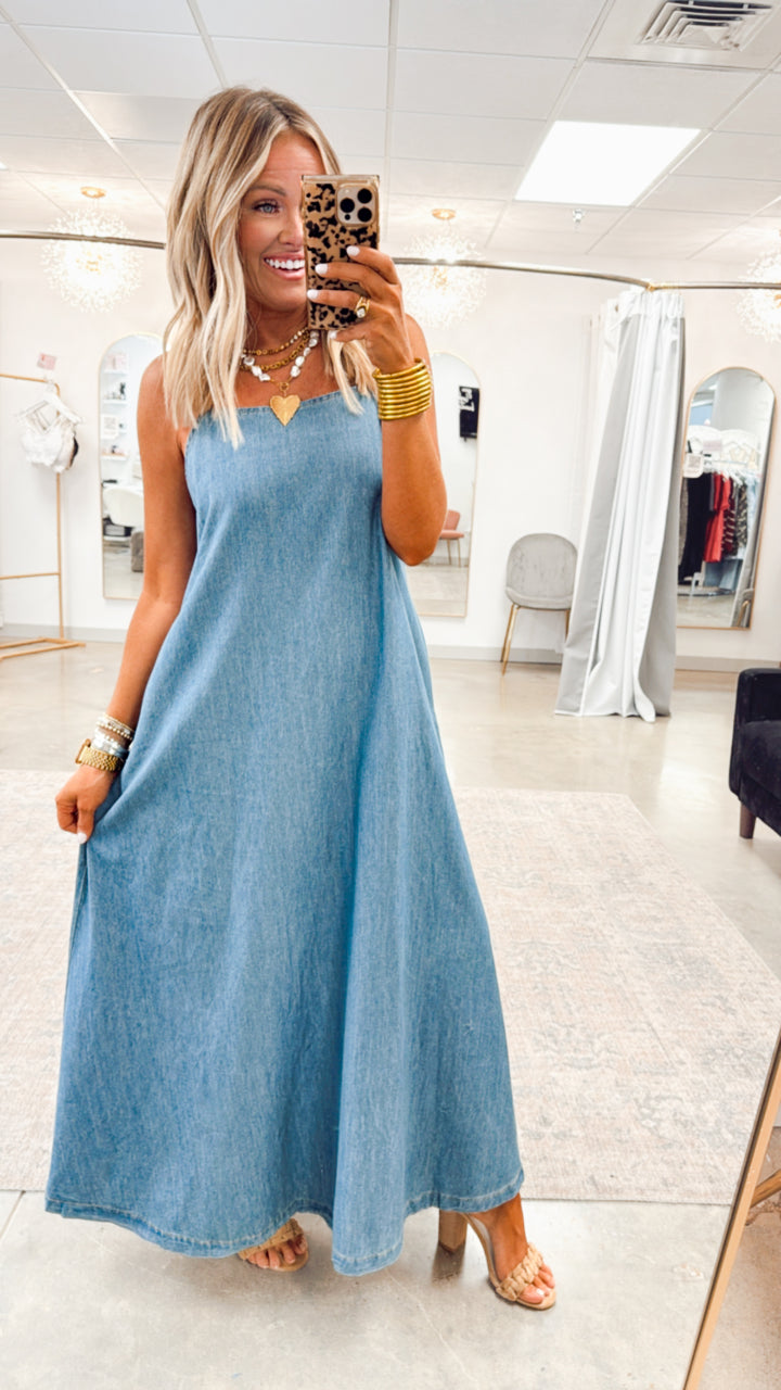 Country Fields Cami Dress-Denim