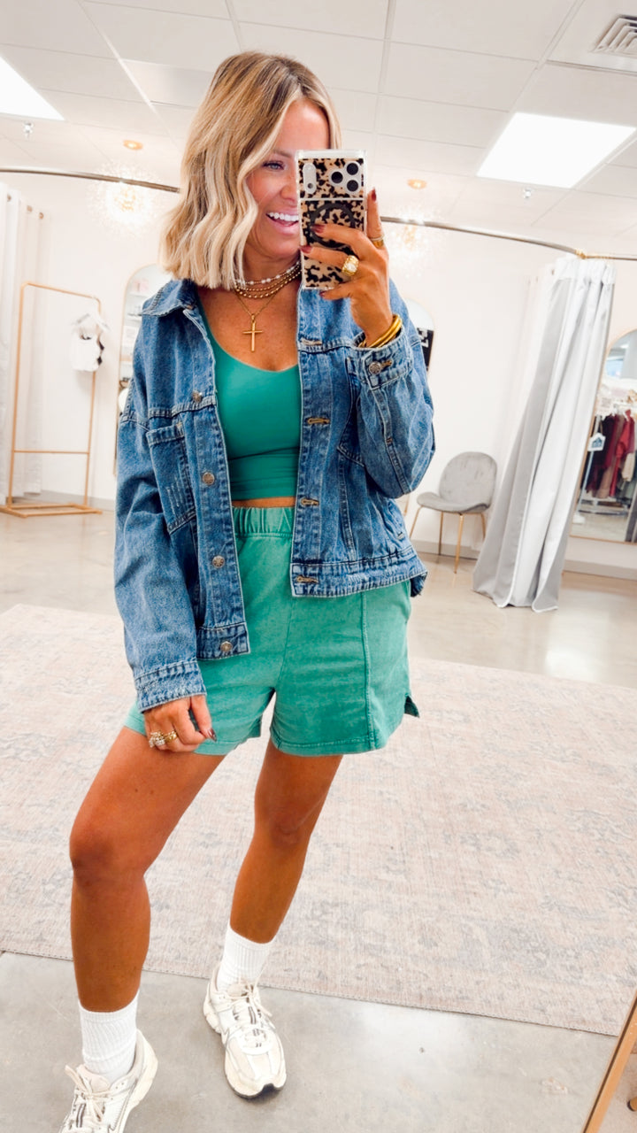 Jade Plush Shorts-Kelly Green