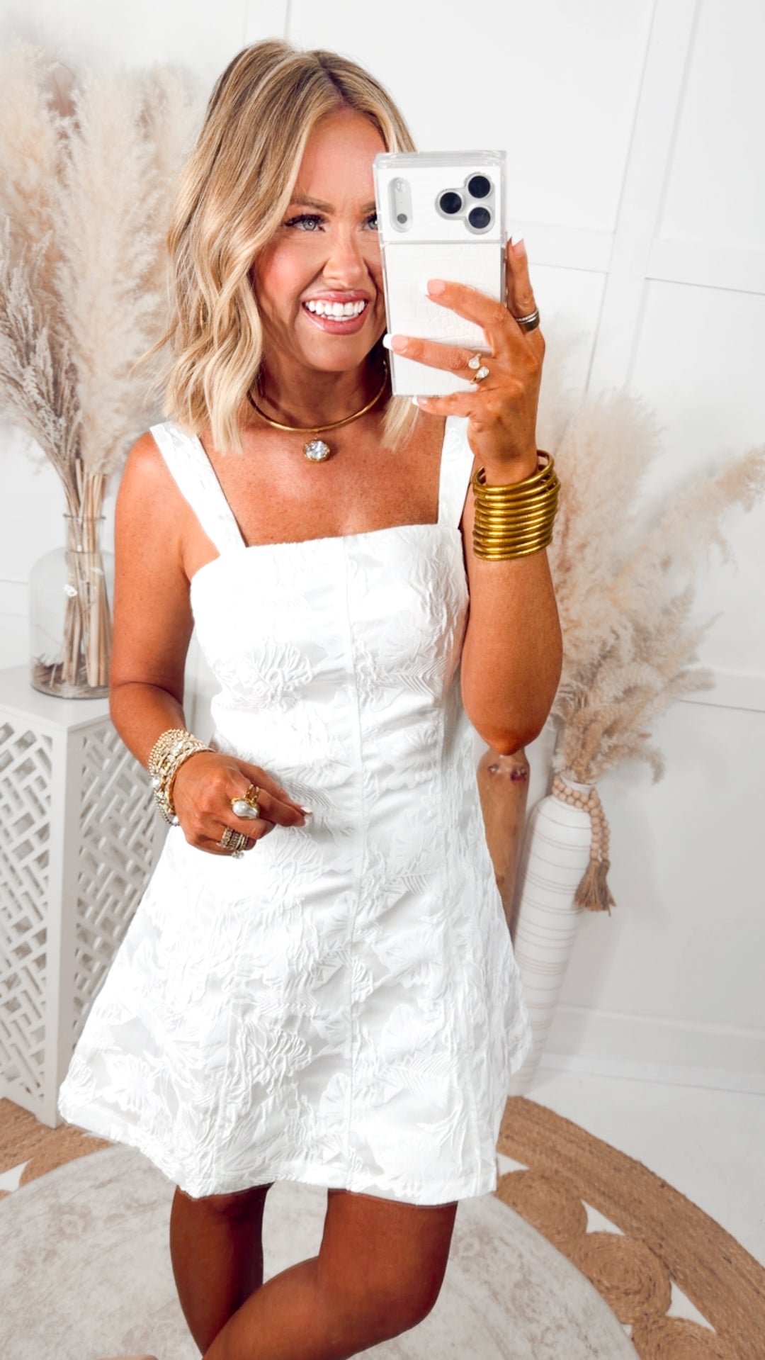 The Palmer Flare Mini Dress-White