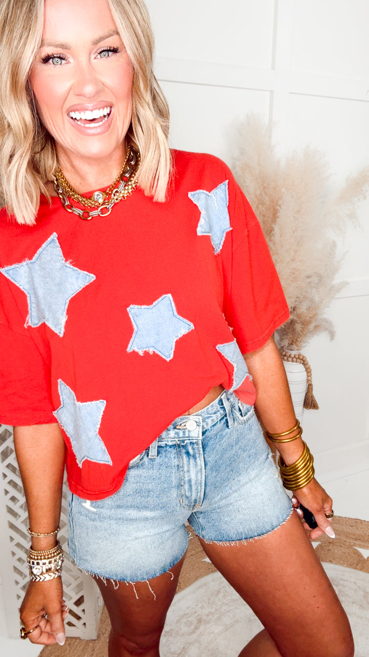 The Starstruck Patch Top-Red