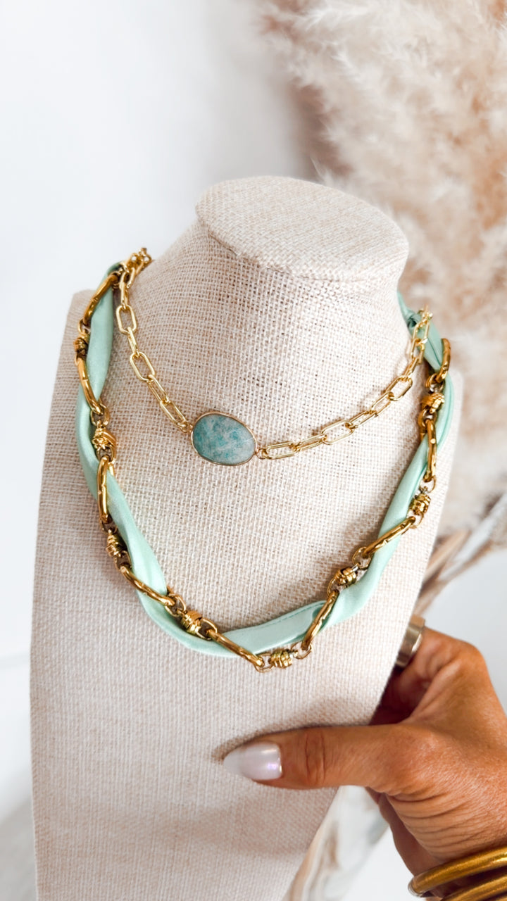 Stone & Shine Necklace-Blue