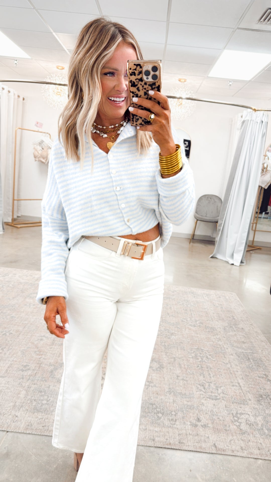 Seaside Stroll Cardigan-Blue Stripe