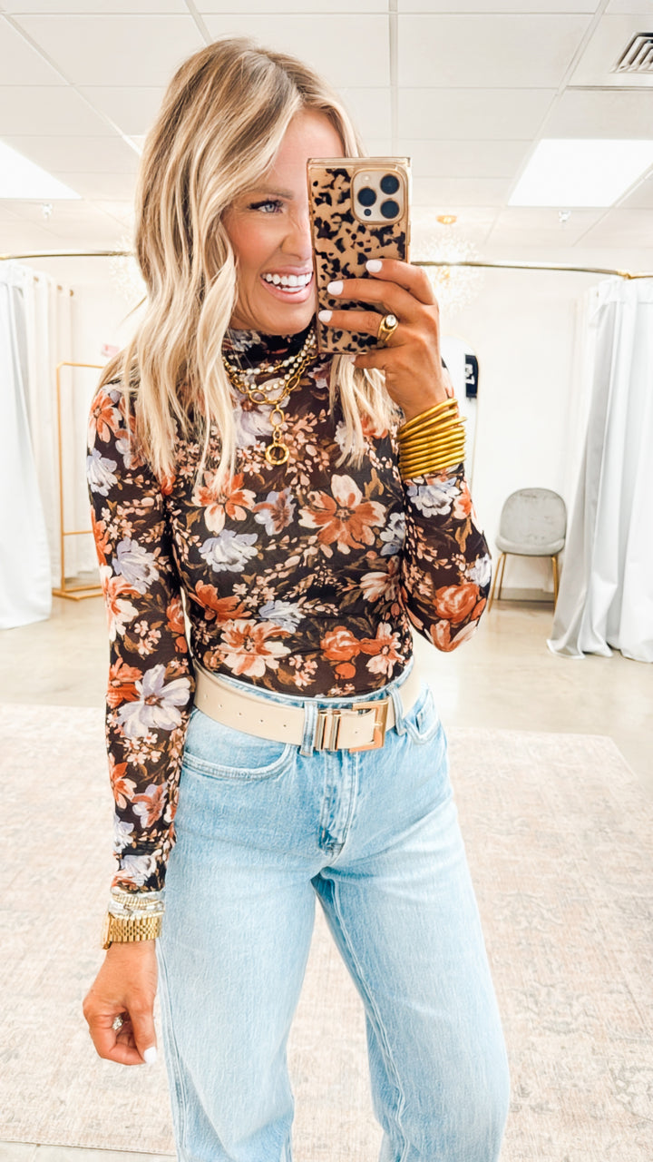 Poppy Mock Neck Mesh Top