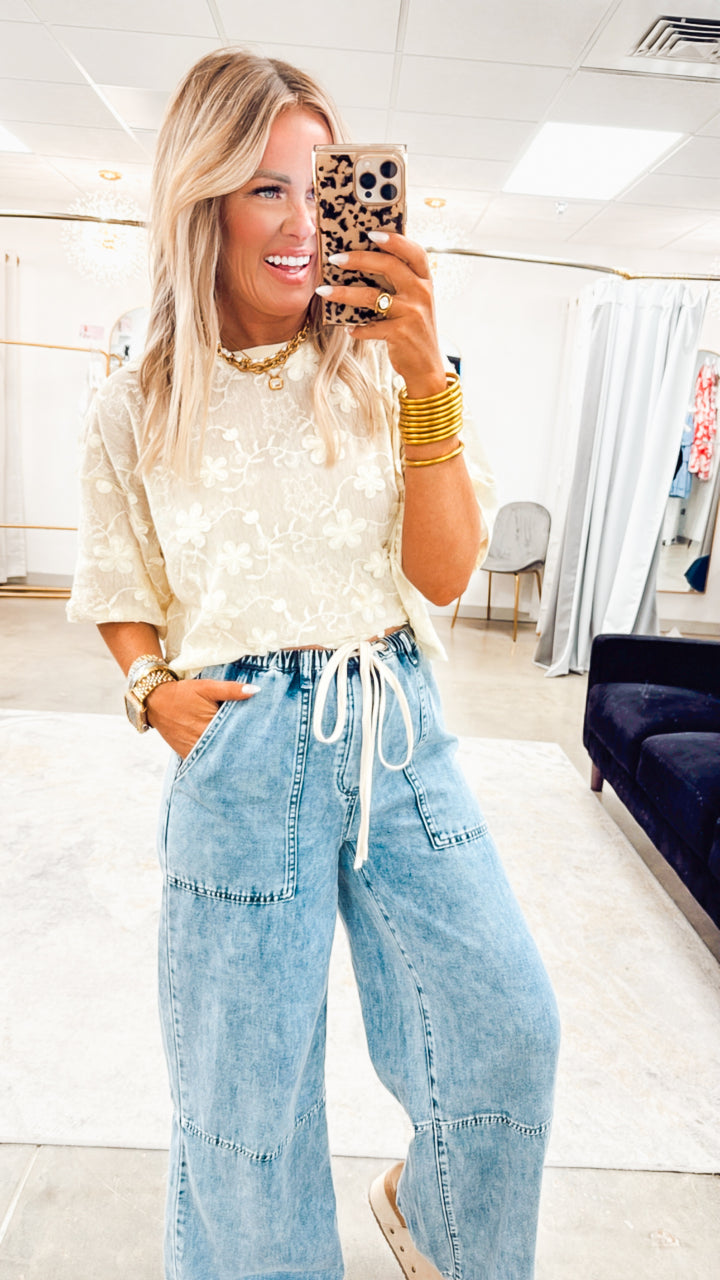 The Bloomette Mesh Top-Cream