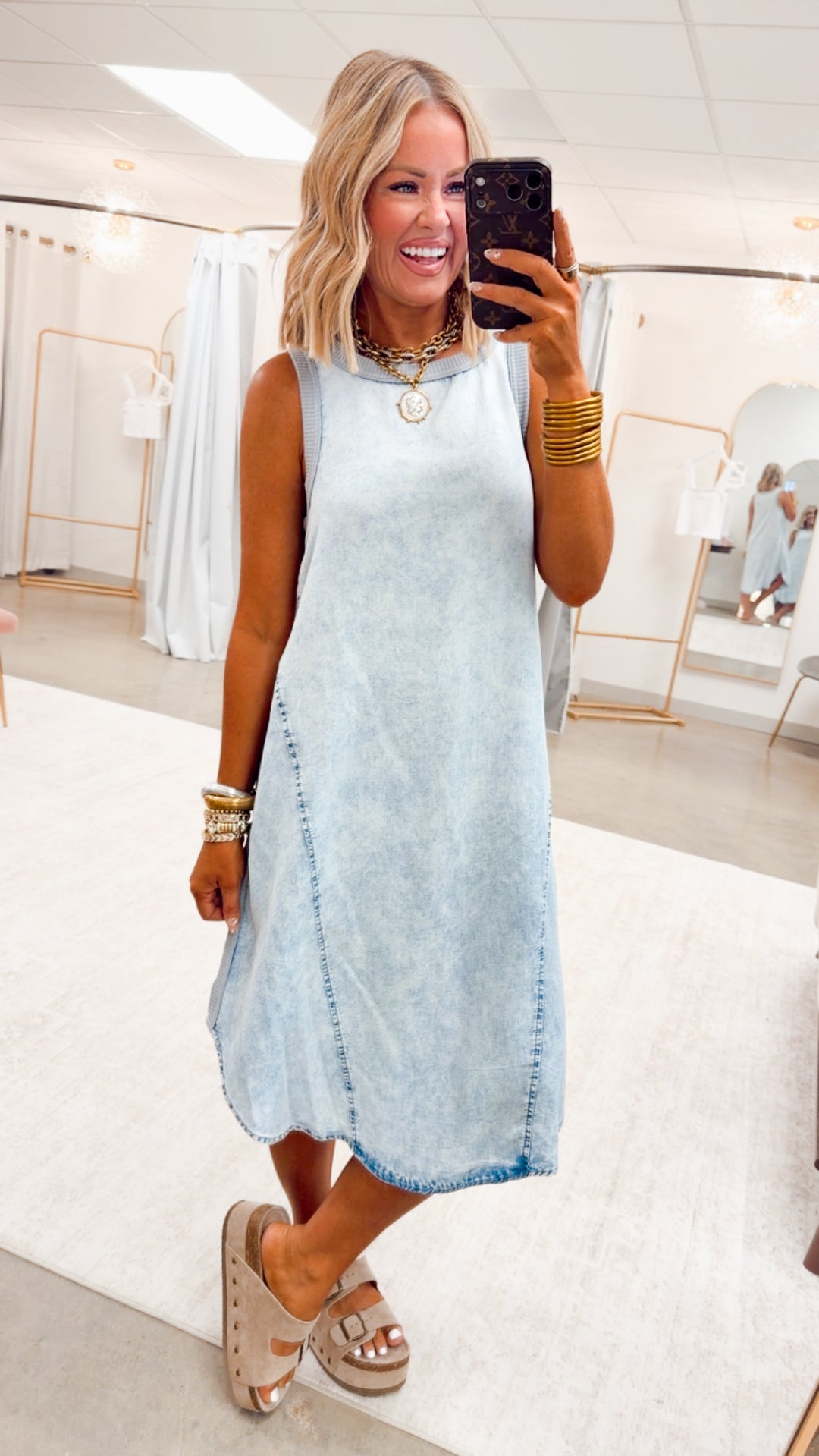 The City Walk Denim Midi Dress
