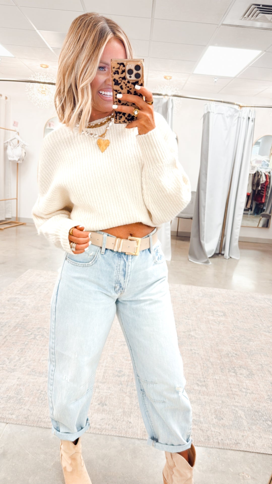 Ainsley Fitted Hem Sweater-Whip Cream