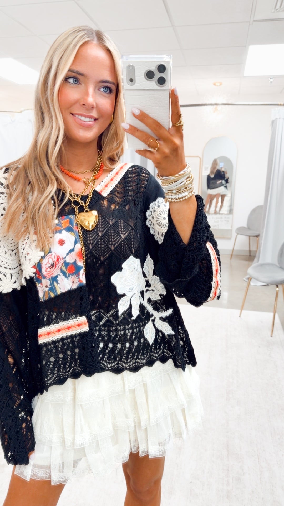 Luna Crochet Top-Black