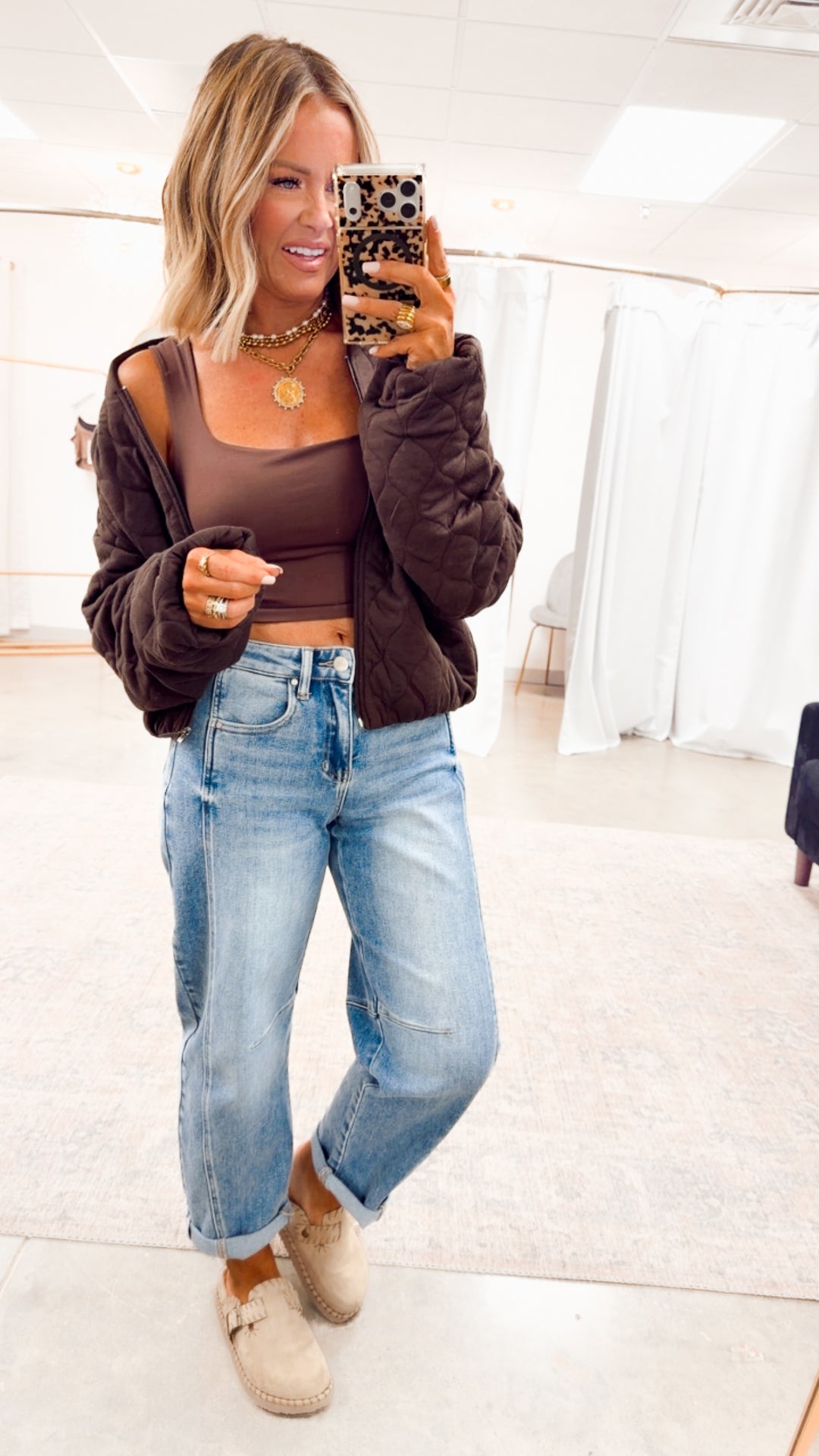 Naomi Quilted Bomber Jacket-Espresso