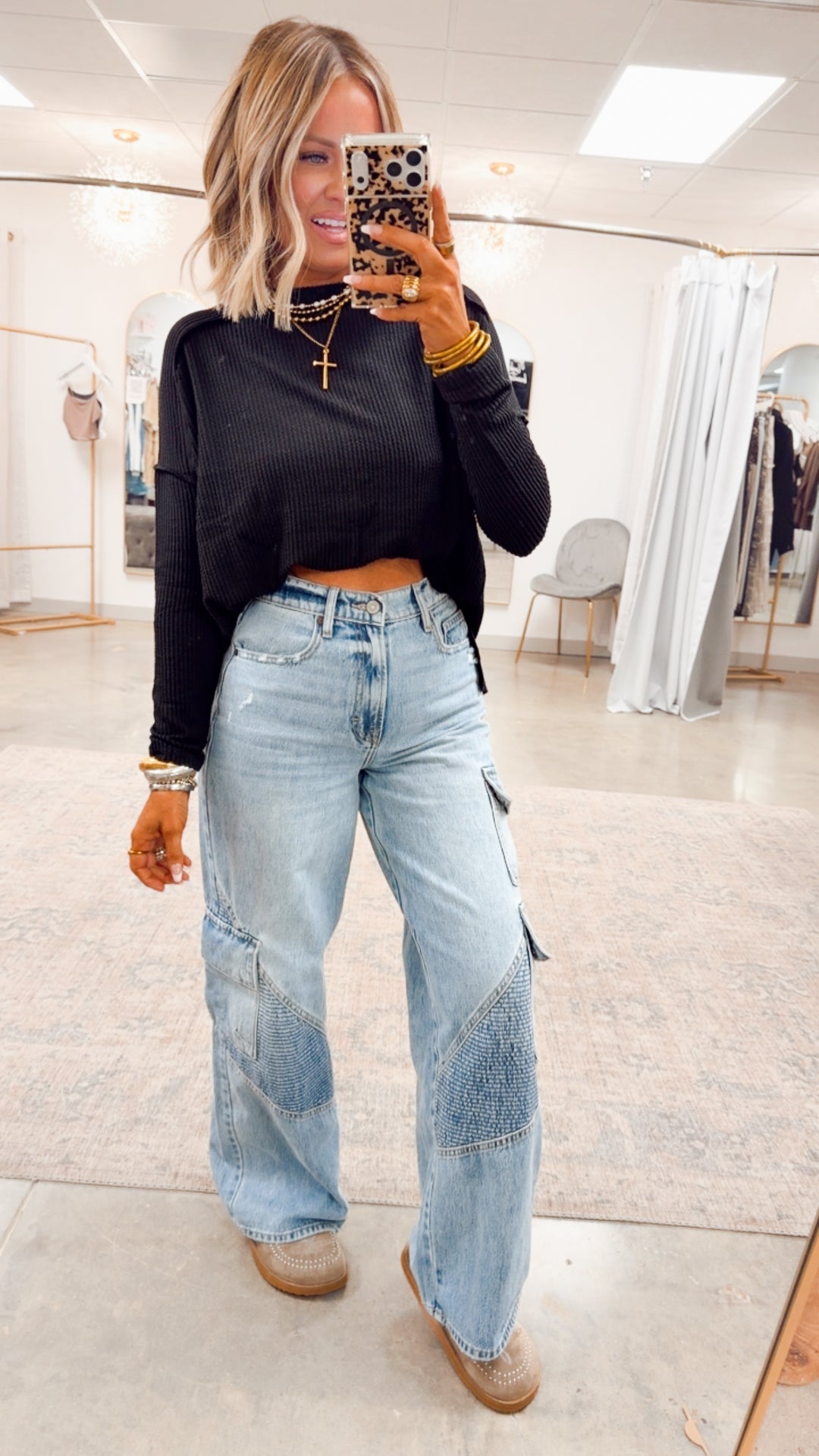 The Haisley Ribbed Top-Black